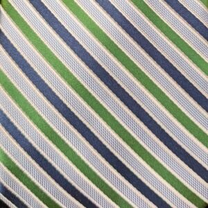 Nautica $65 Blue Green White Diagonal Striped 100% Silk Preppy Nautical Tie
